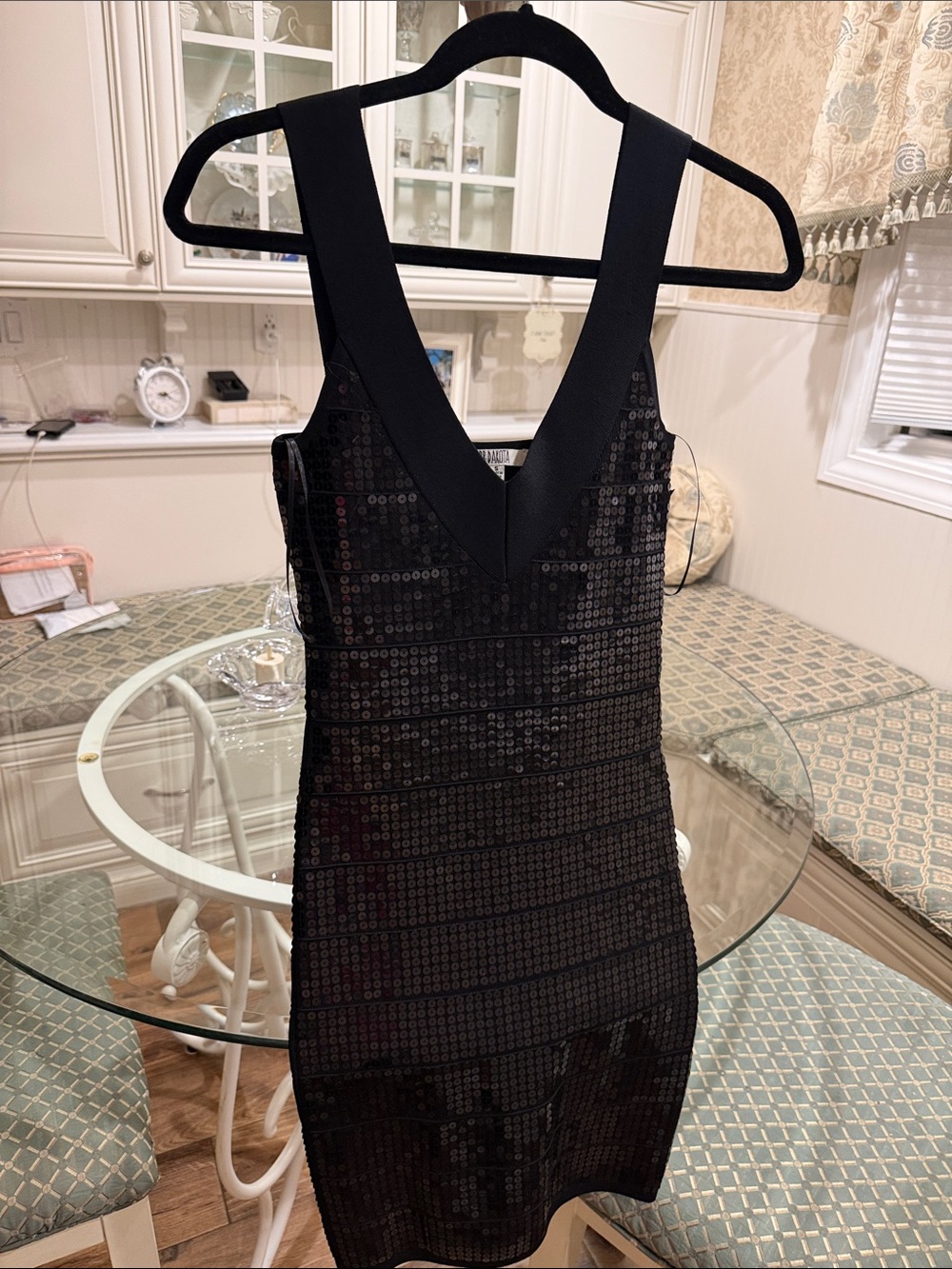BB Dakota Black Sequin V-Neck Mini Dress